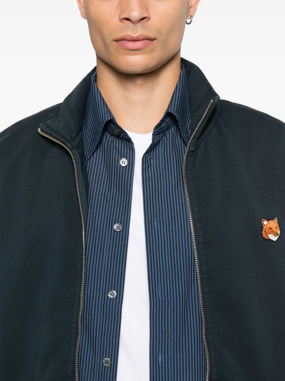 Maison Kitsuné Sweater met vossenkop en rits Blauw
