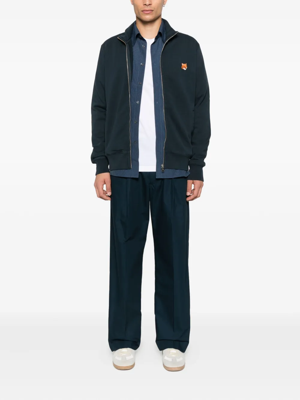 Maison Kitsuné fox-head zip-up sweatshirt - Blauw