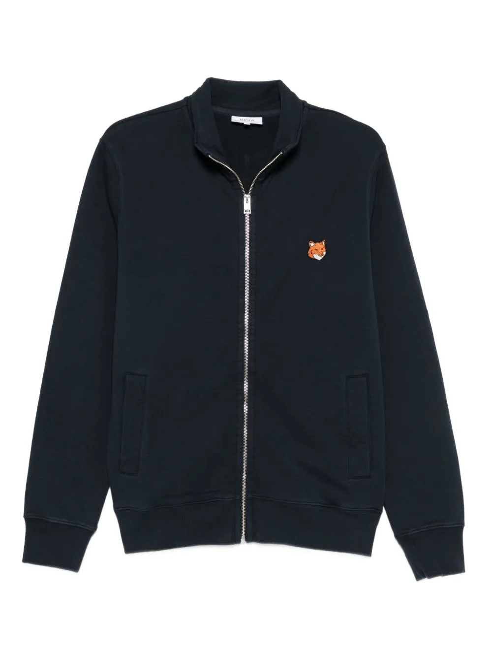 Maison Kitsuné Sweater met vossenkop en rits Blauw