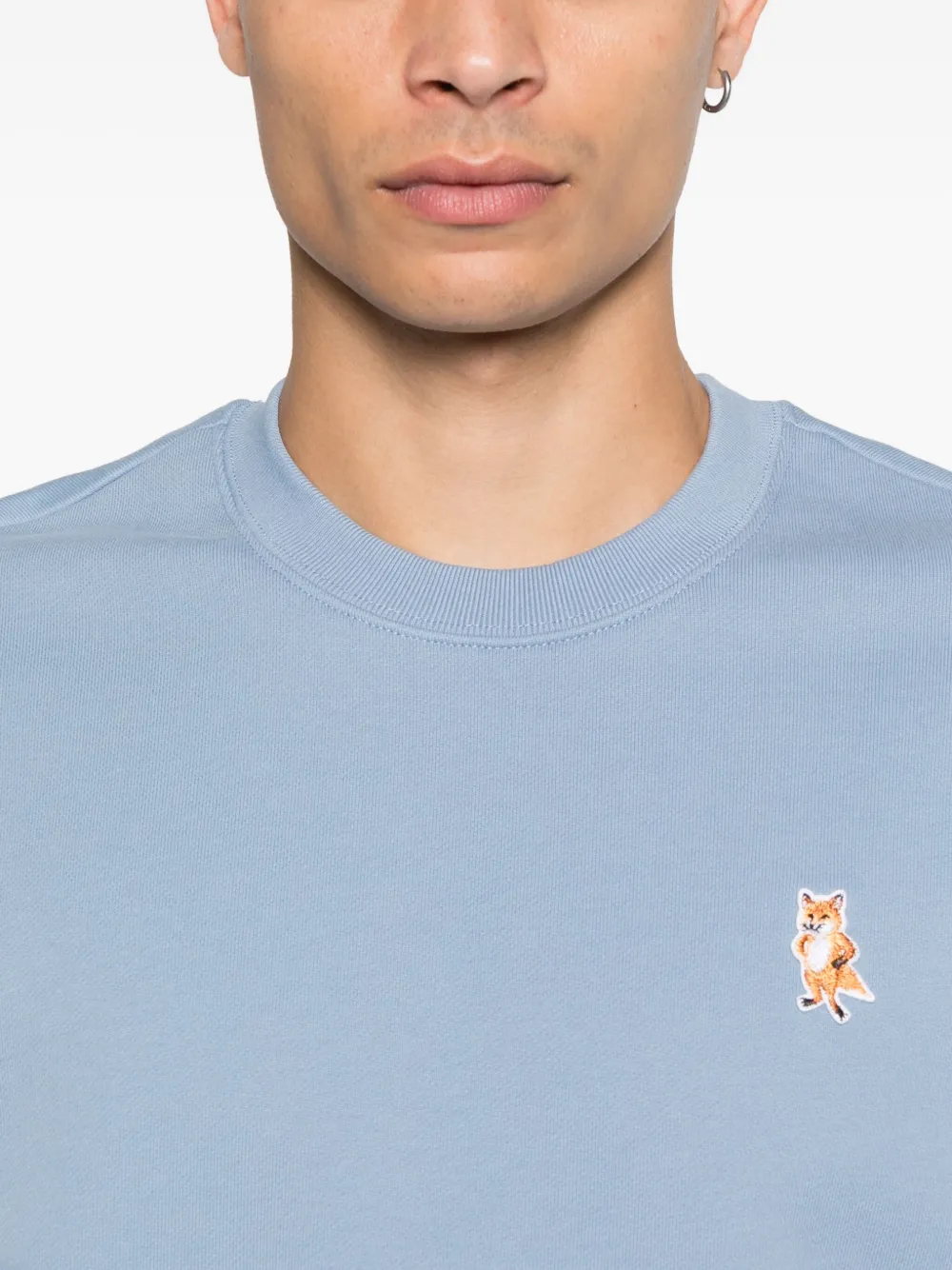 Maison Kitsuné Katoenen sweater met geborduurde vos Blauw