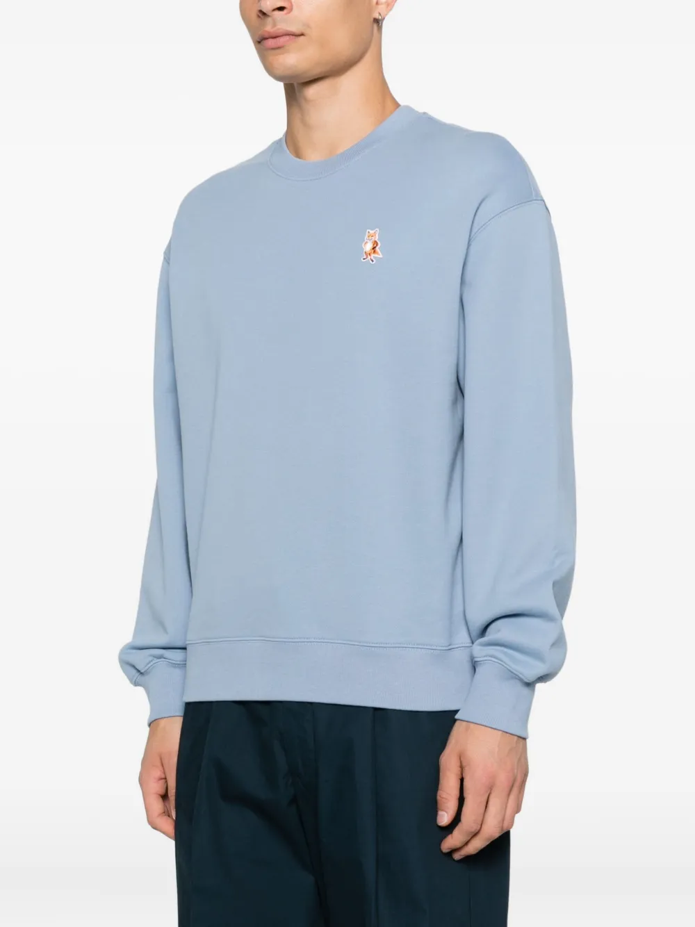 Maison Kitsuné Katoenen sweater met geborduurde vos Blauw