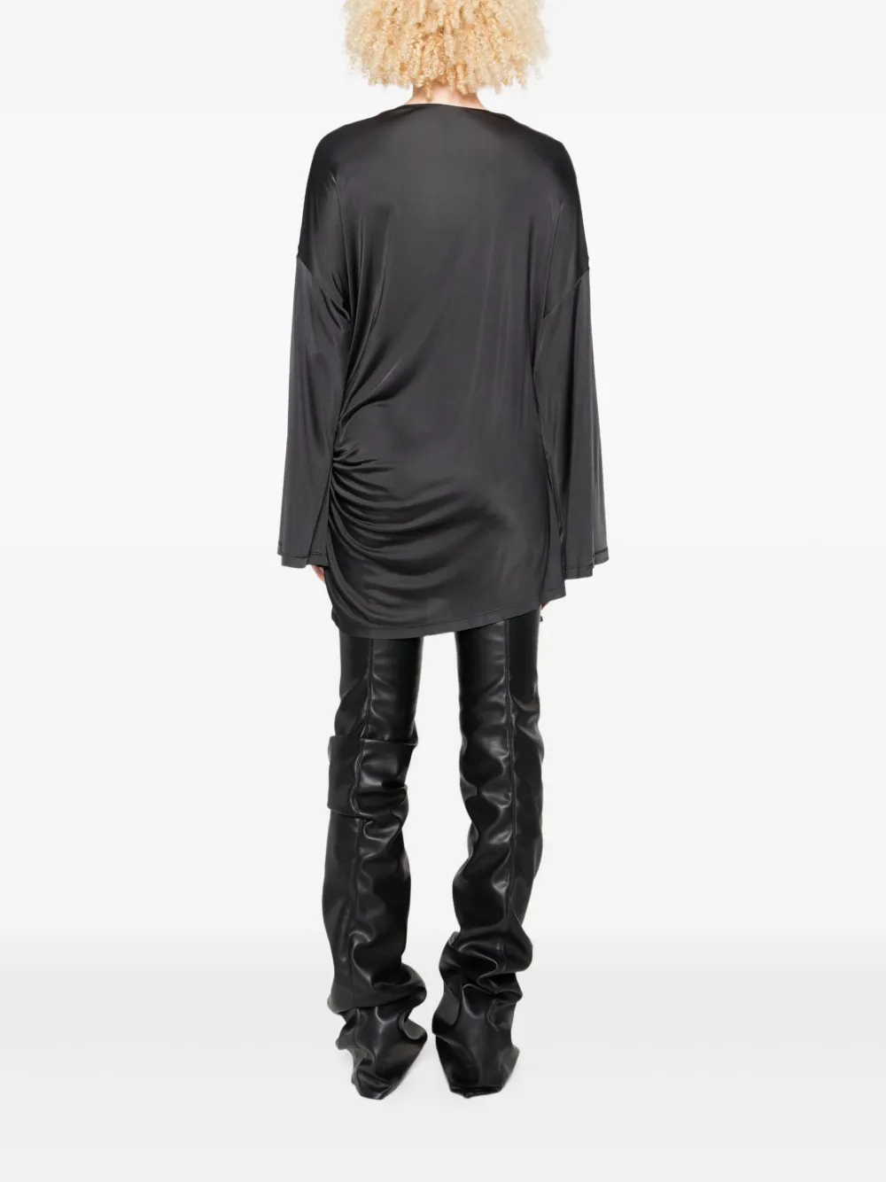 The Attico Asymmetrische jurk met gedrapeerde mouwen Grijs