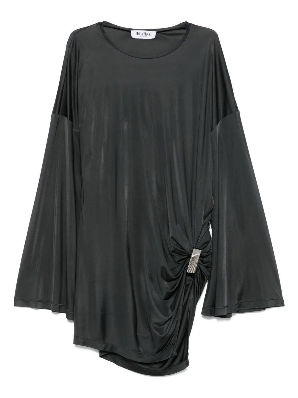 The Attico draped bell-sleeve asymmetric dress Grijs