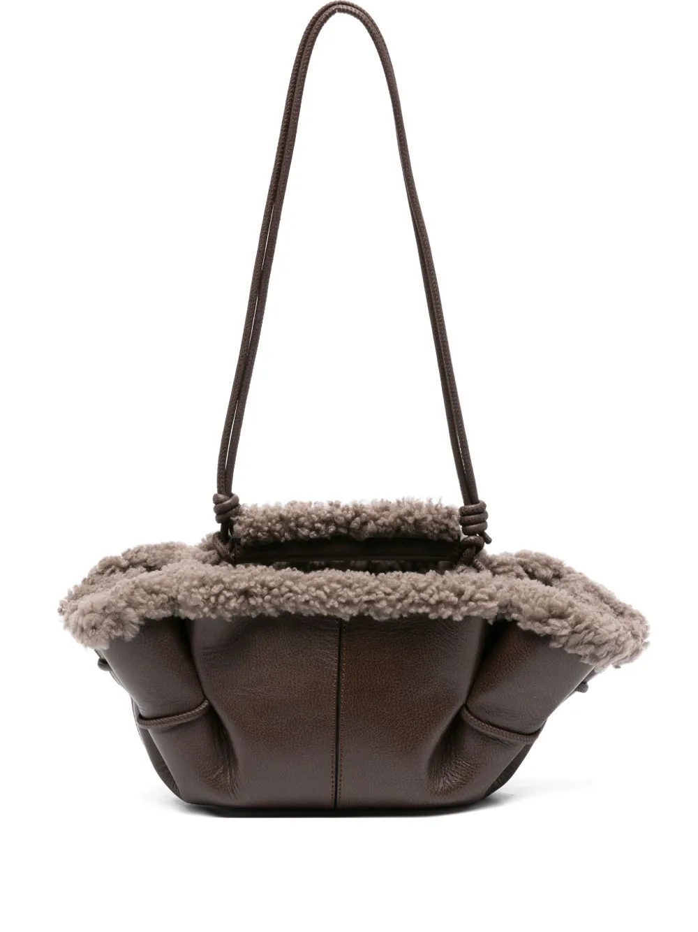 leather shearling tote bag