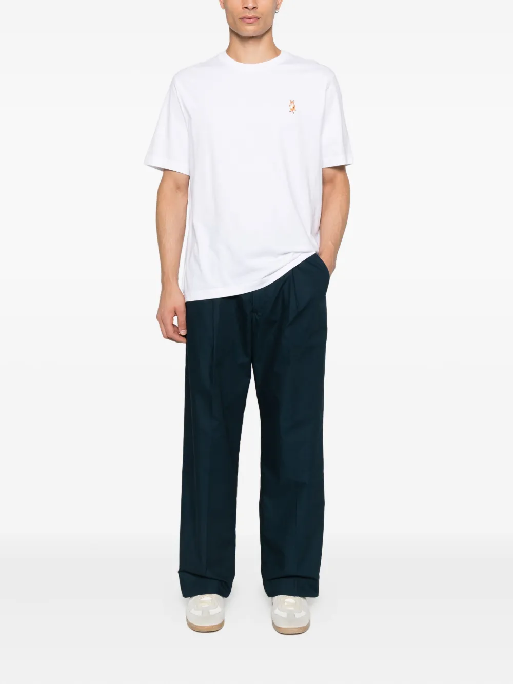 Maison Kitsuné fox embroidered T-shirt - Wit