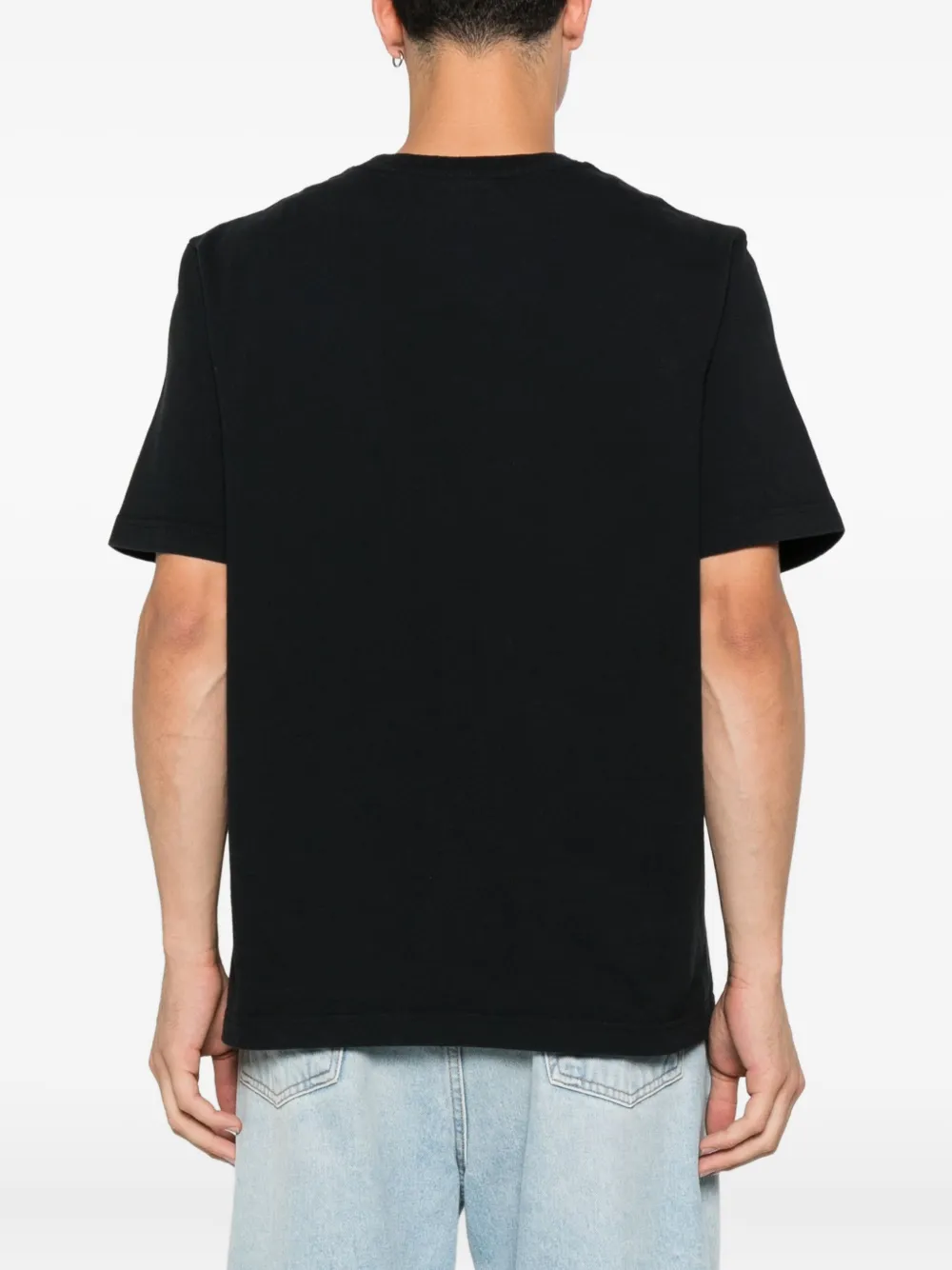Maison Kitsuné Dressed Fox katoenen T-shirt met borduurwerk Zwart