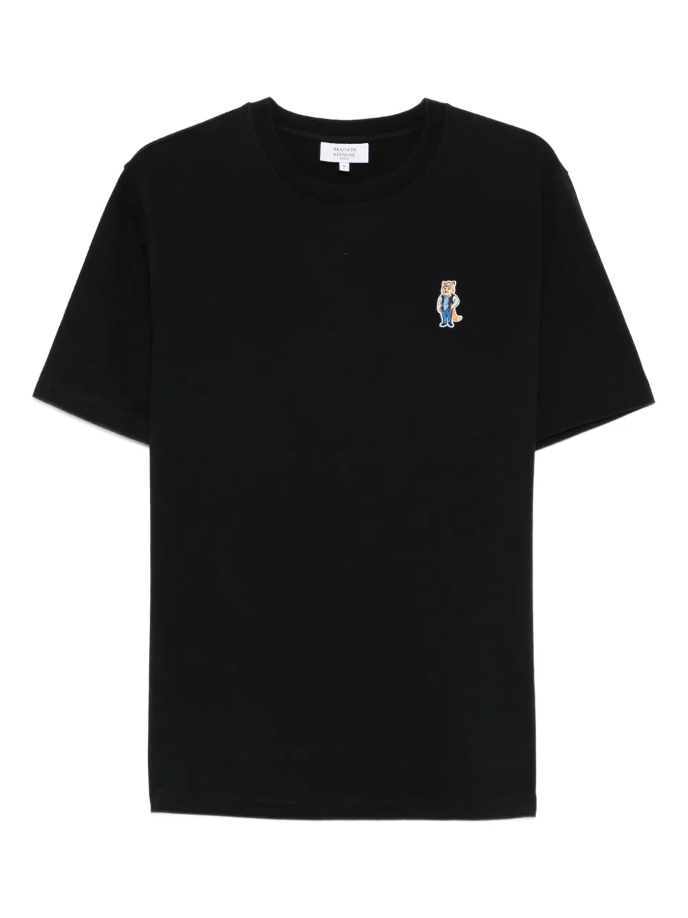 Maison Kitsuné Dressed Fox katoenen T-shirt met borduurwerk Zwart