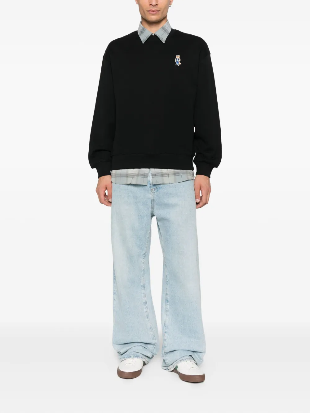 Maison Kitsuné Katoenen sweater met geborduurde vos Zwart