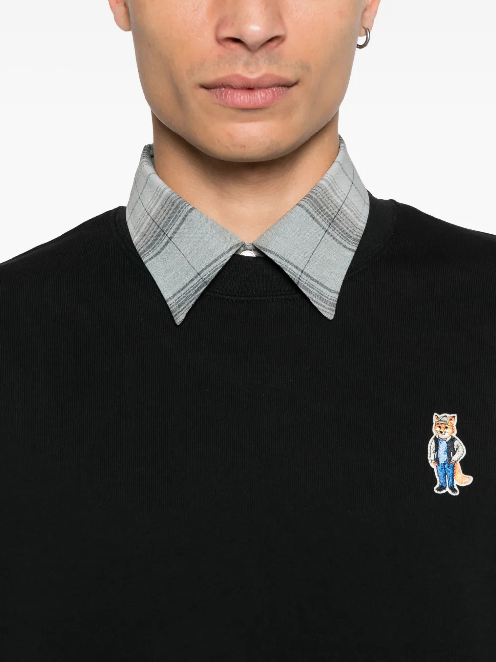 Maison Kitsuné Katoenen sweater met geborduurde vos Zwart