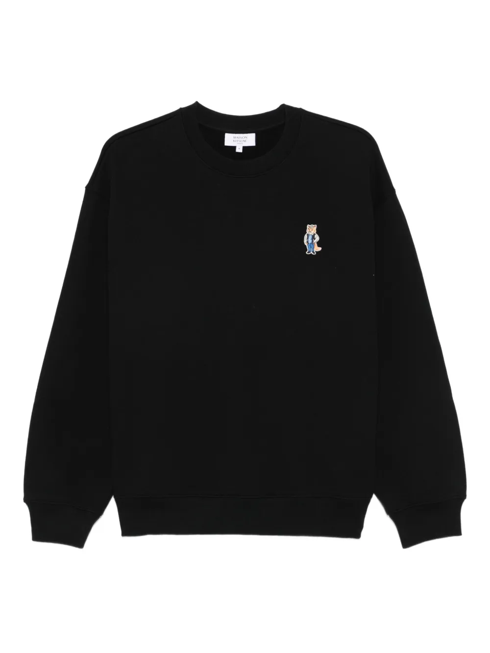 Maison Kitsuné Katoenen sweater met geborduurde vos Zwart