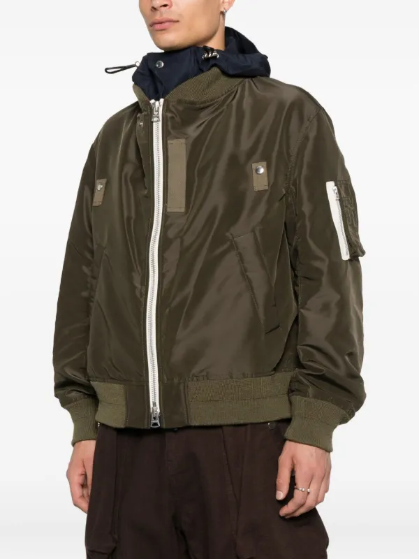 sacai ミリタリーフーデッドジャケット ブルゾン フード 取り外し可 Sacai フーデッド ジャケット | グリーン | FARFETCH JP
