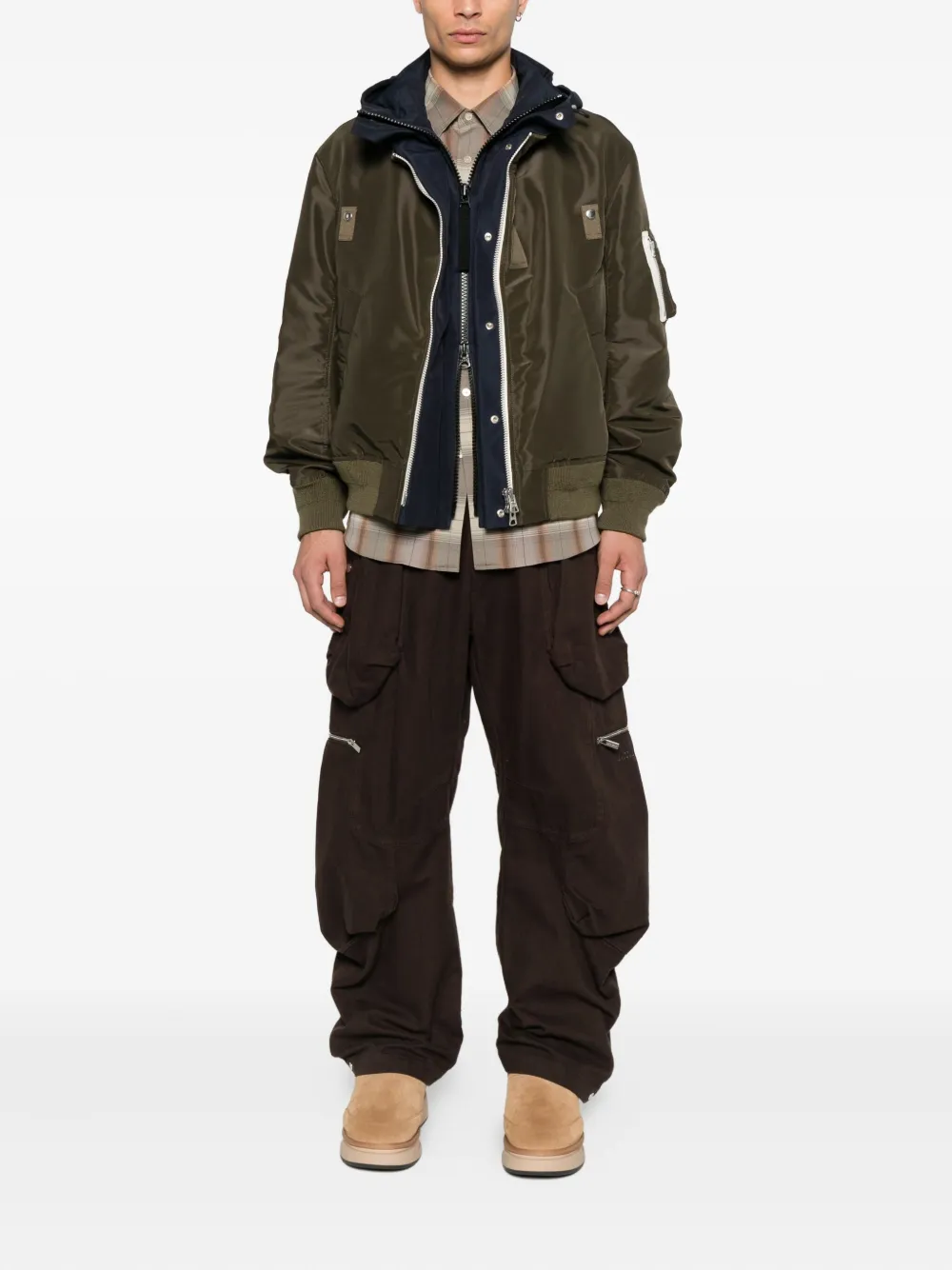 sacai Bomberjack met capuchon Groen