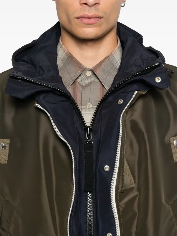 sacai ミリタリーフーデッドジャケット ブルゾン フード 取り外し可 Sacai フーデッド ジャケット | グリーン | FARFETCH JP