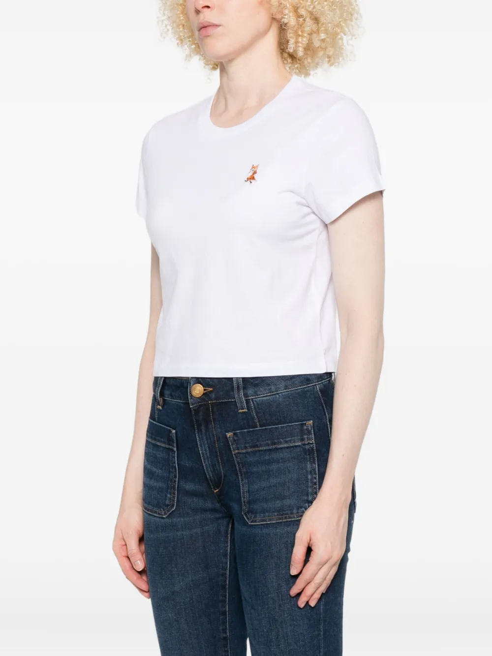 Maison Kitsuné Lady Fox Baby katoenen top met borduurwerk Wit