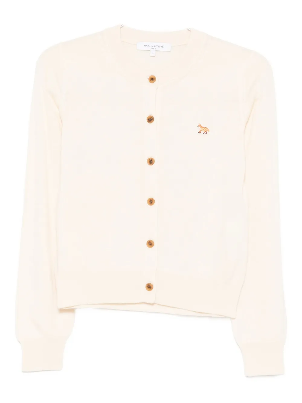 Maison Kitsuné Profile Fox-embroidered Button Cardigan In White
