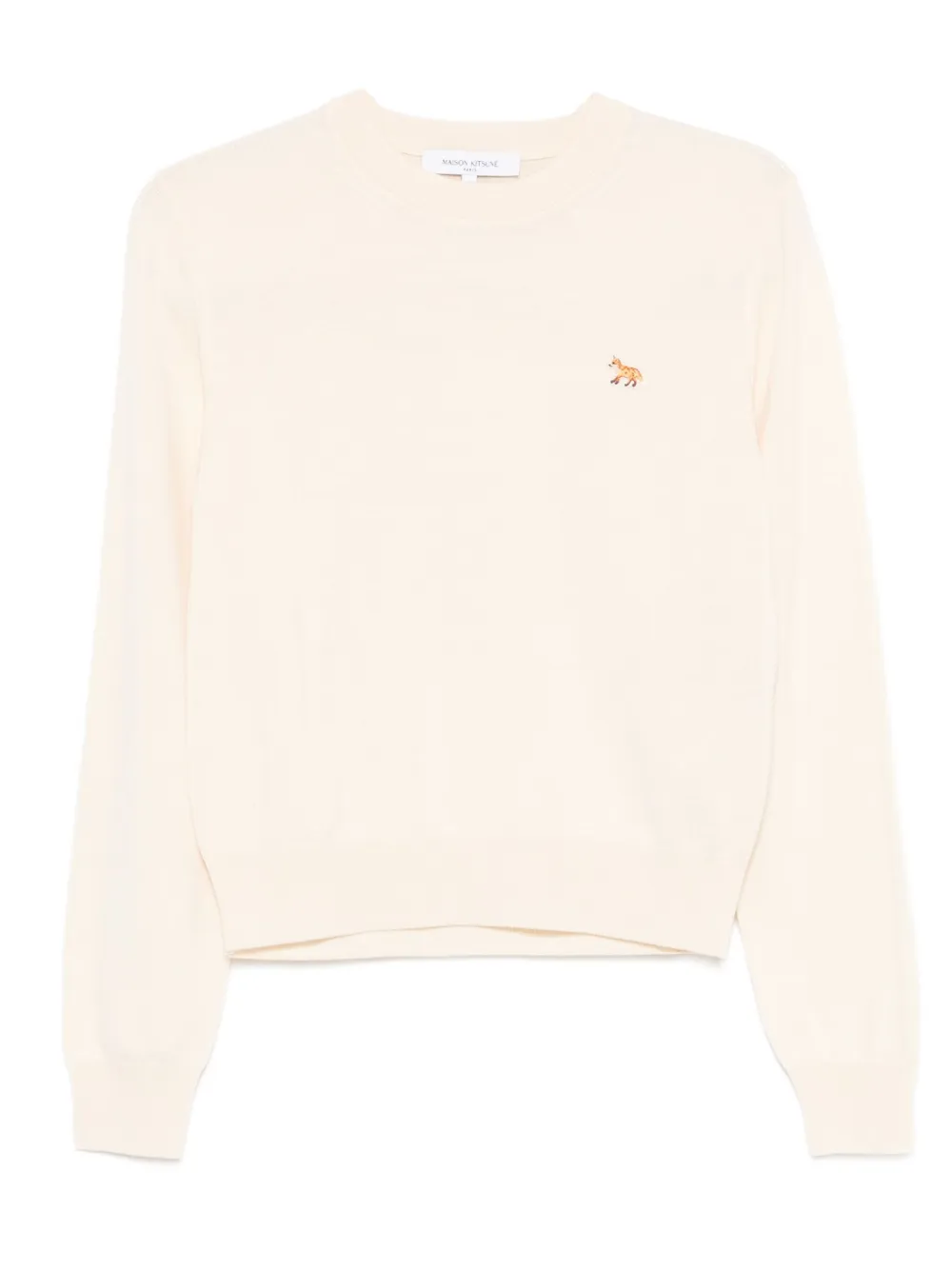 Maison Kitsuné Baby Fox trui van merinowol met borduurwerk Beige
