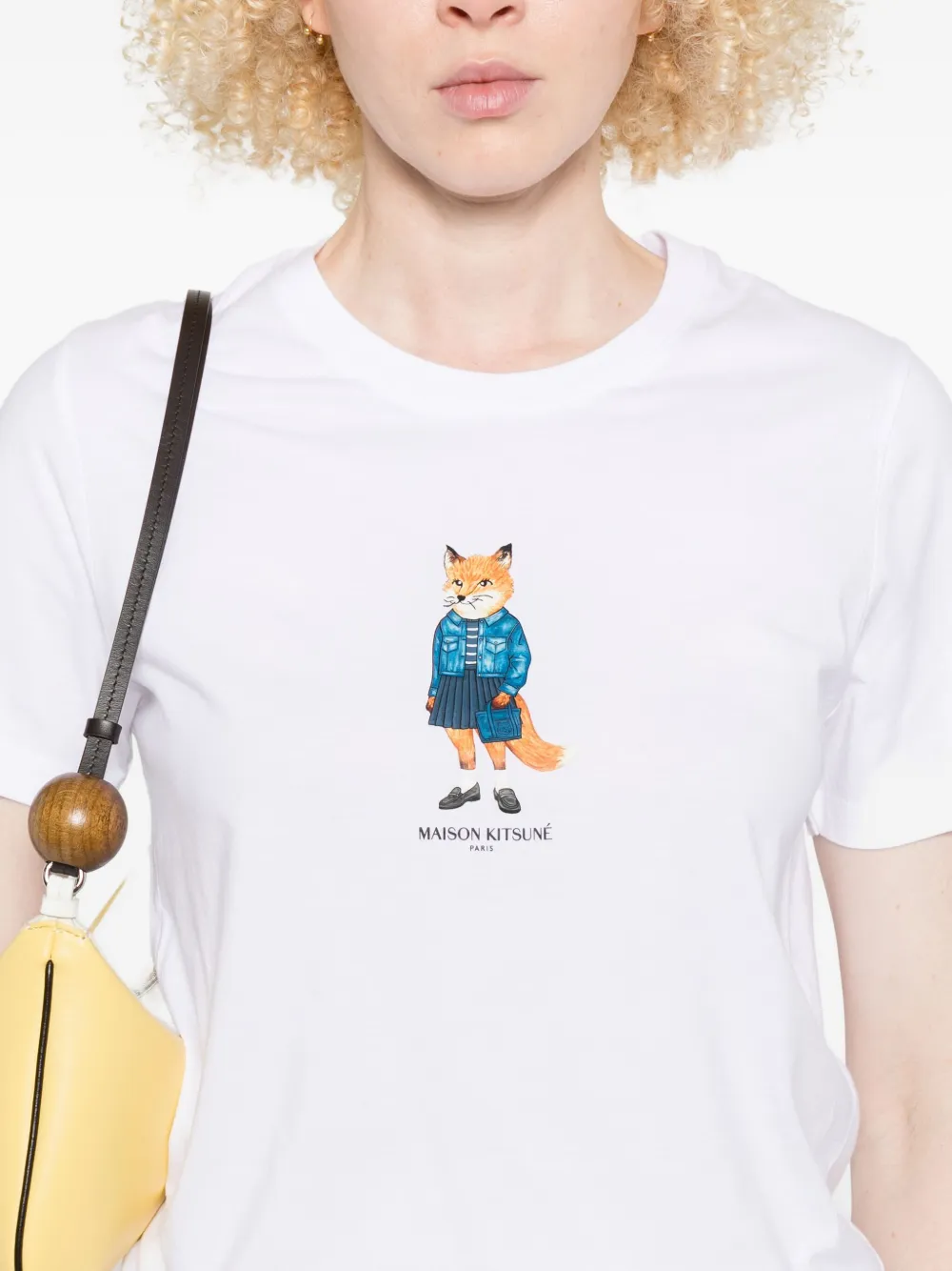 Maison Kitsuné Katoenen T-shirt met Dressed Fox-print Wit