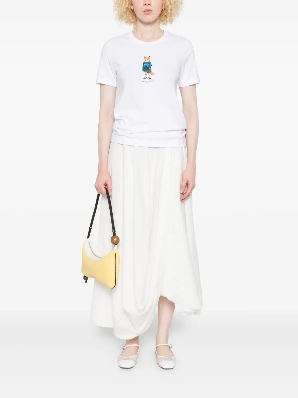 Maison Kitsuné Katoenen T-shirt met Dressed Fox-print Wit