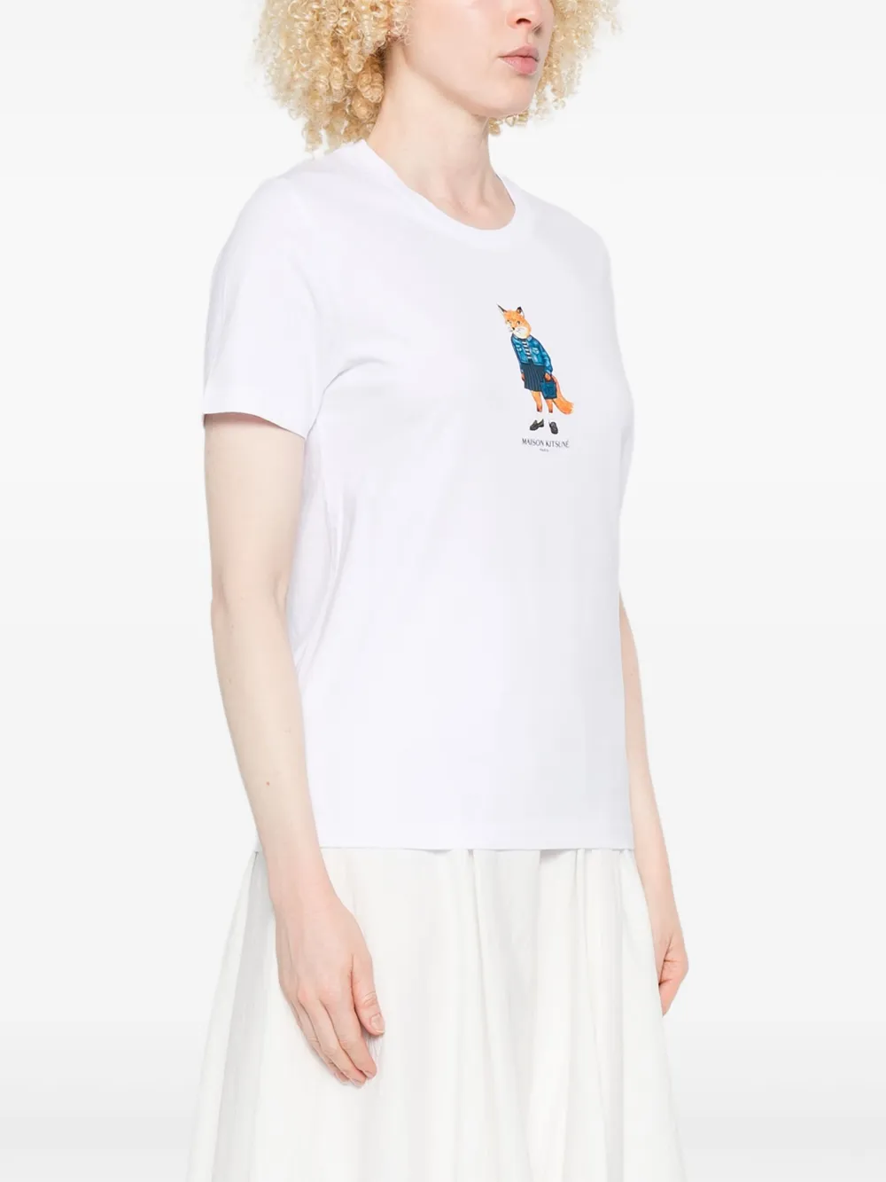 Maison Kitsuné Katoenen T-shirt met Dressed Fox-print Wit