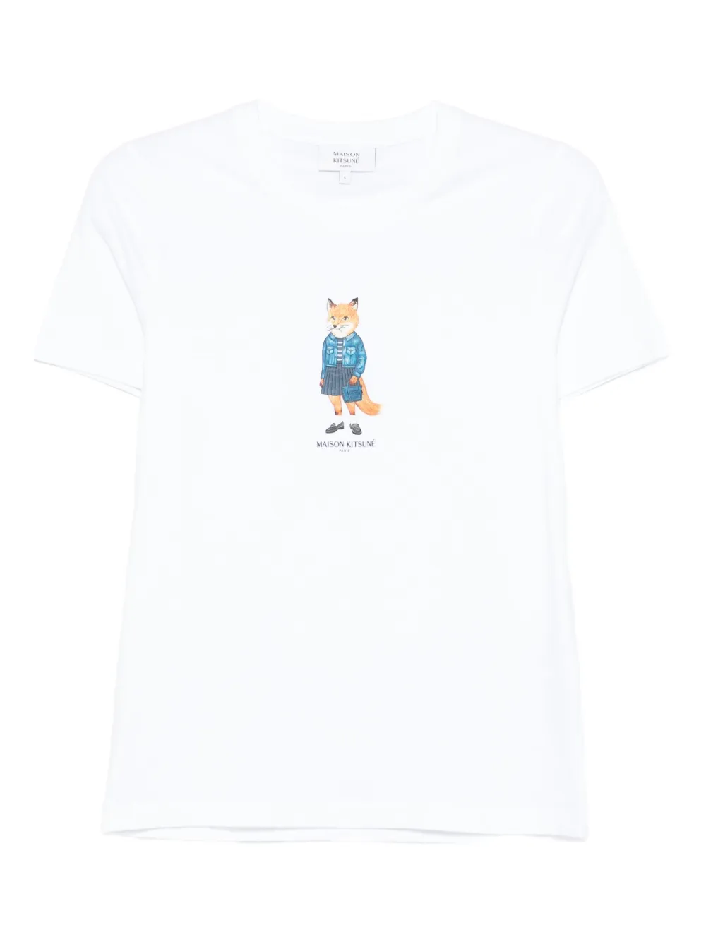 Maison Kitsuné Katoenen T-shirt met Dressed Fox-print Wit