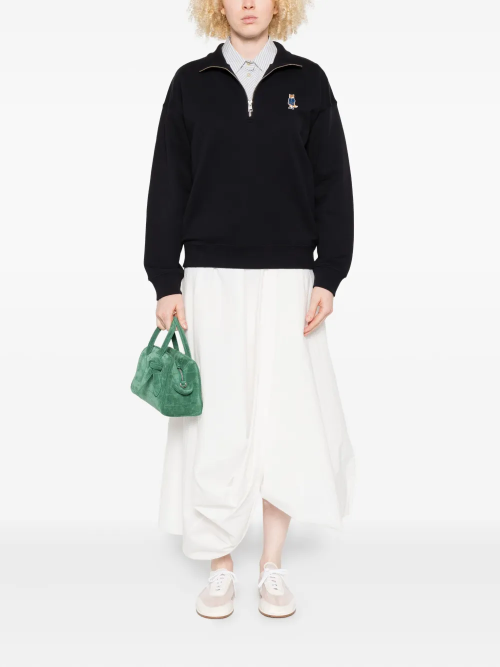 Maison Kitsuné Sweater met geborduurd logo Zwart