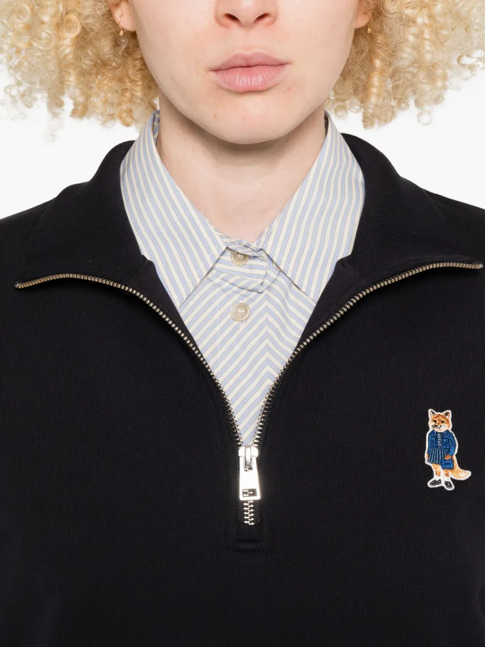 Maison Kitsuné Sweater met geborduurd logo Zwart