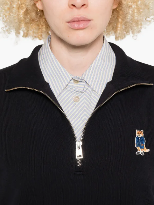 Maison Kitsuné embroidered-logo Sweatshirt | Black | FARFETCH