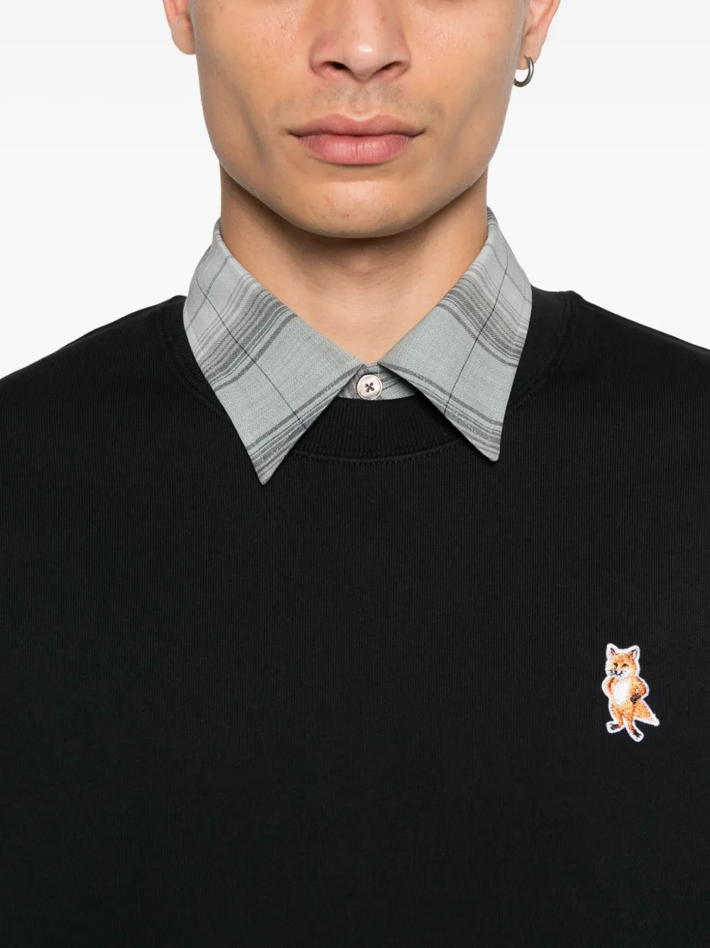 Maison Kitsuné Katoenen sweater met geborduurde vos Zwart