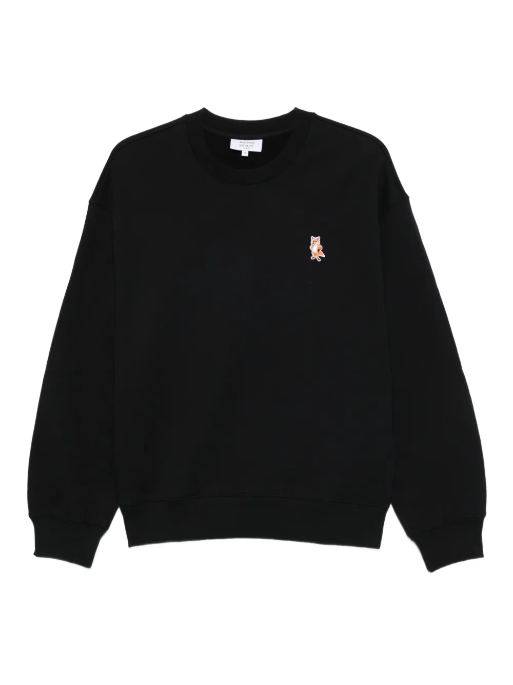 Maison Kitsuné Katoenen sweater met geborduurde vos Zwart