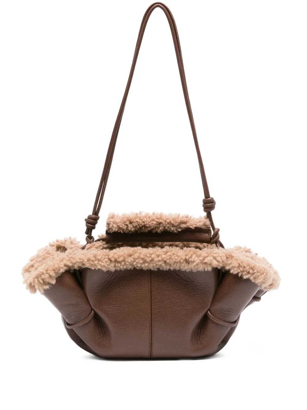 leather shearling tote bag