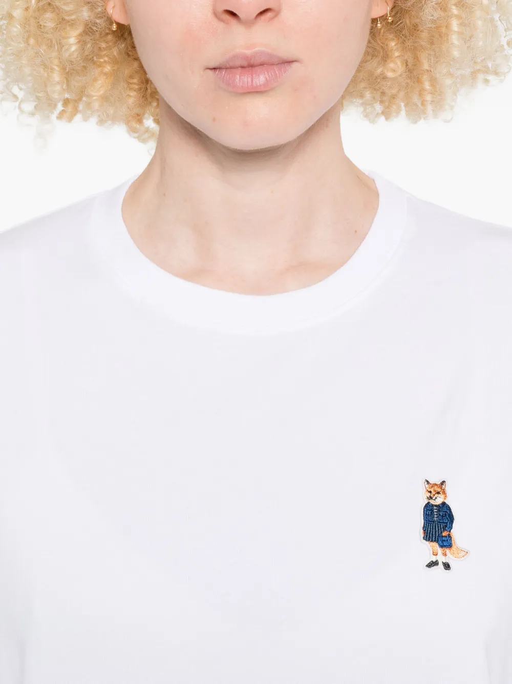 Maison Kitsuné Dressed Fox T-shirt met borduurwerk Wit
