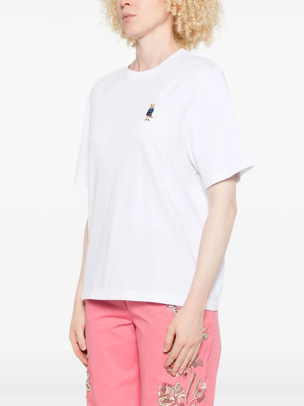 Maison Kitsuné Dressed Fox T-shirt met borduurwerk Wit