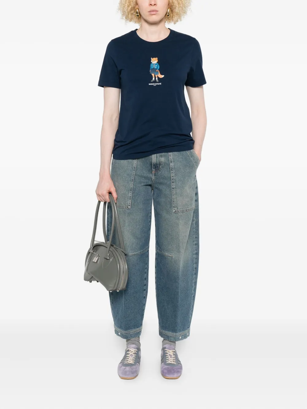 Maison Kitsuné T-shirt met vosprint Blauw