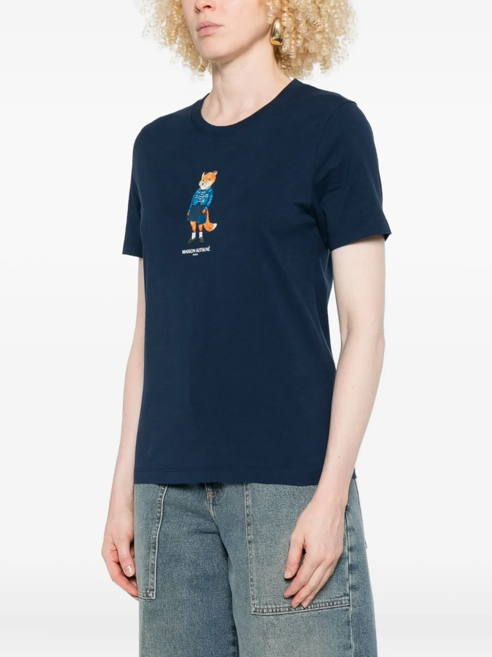Maison Kitsuné T-shirt met vosprint Blauw