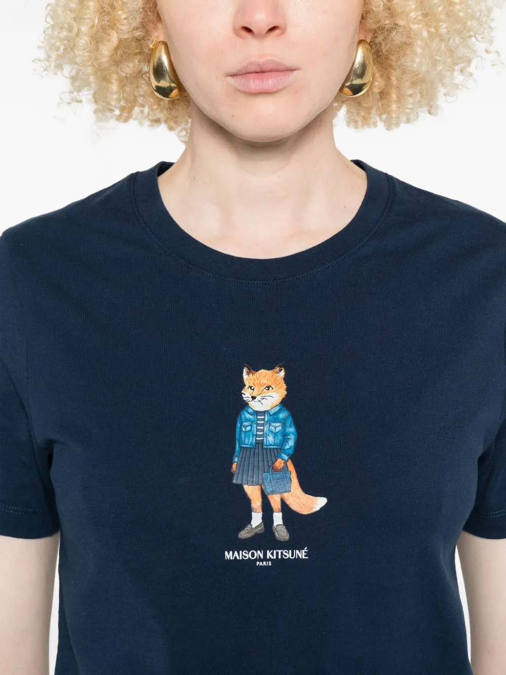 Maison Kitsuné T-shirt met vosprint Blauw