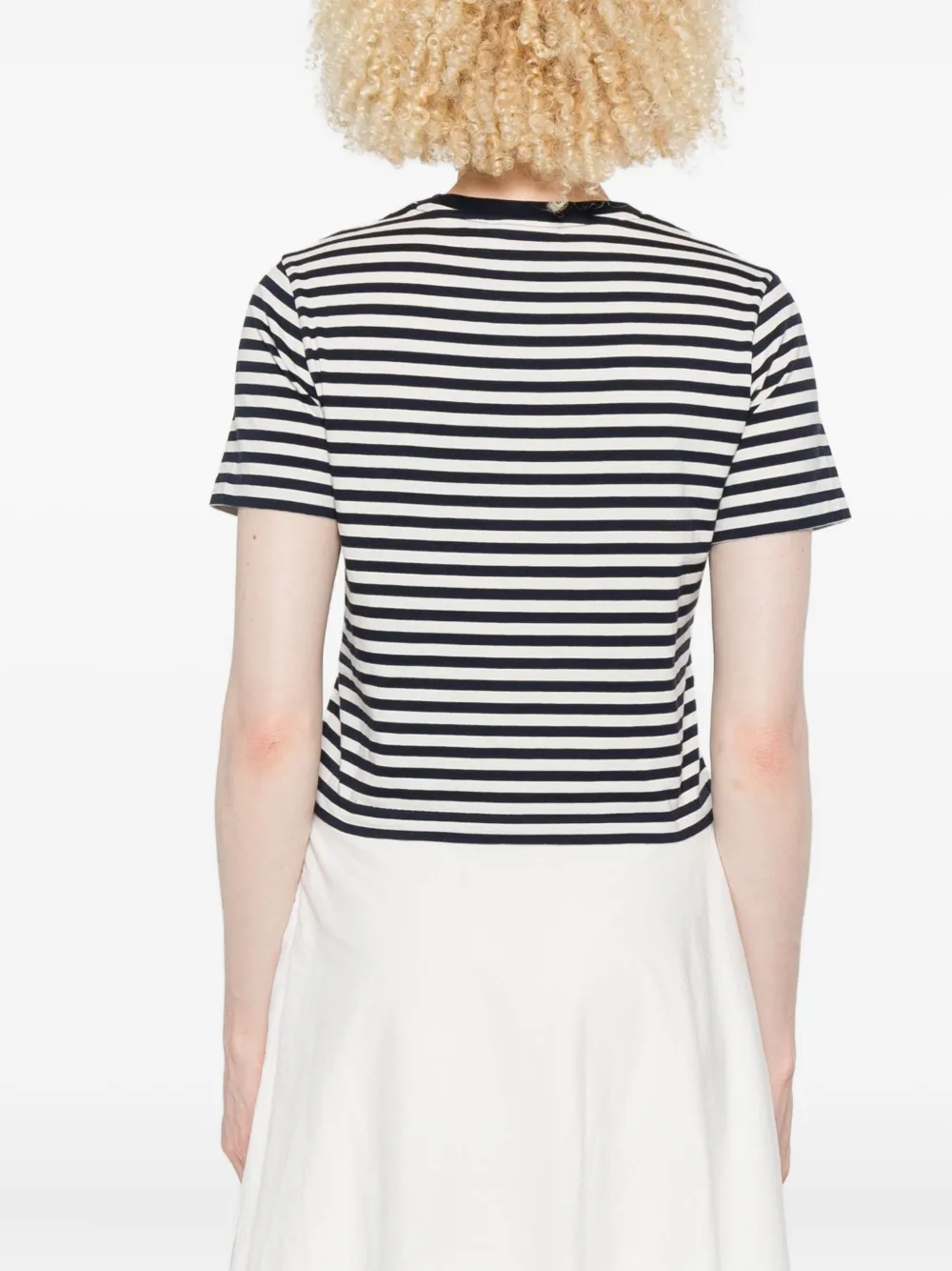 Maison Kitsuné Baby cropped gestreepte top met geborduurde vos Blauw