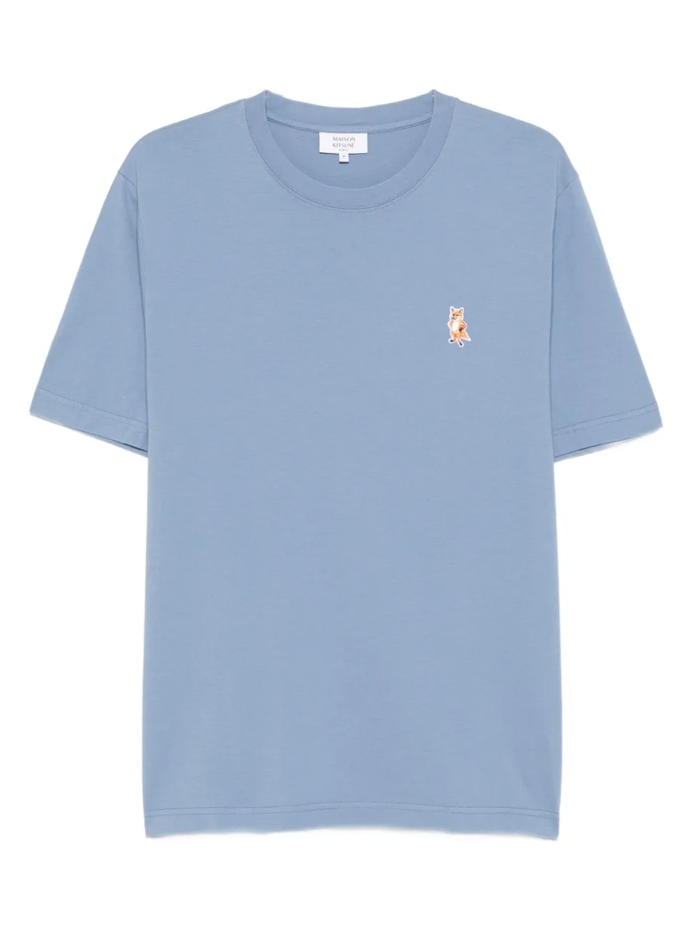 Maison Kitsuné Standing Fox katoenen T-shirt met borduurwerk Blauw