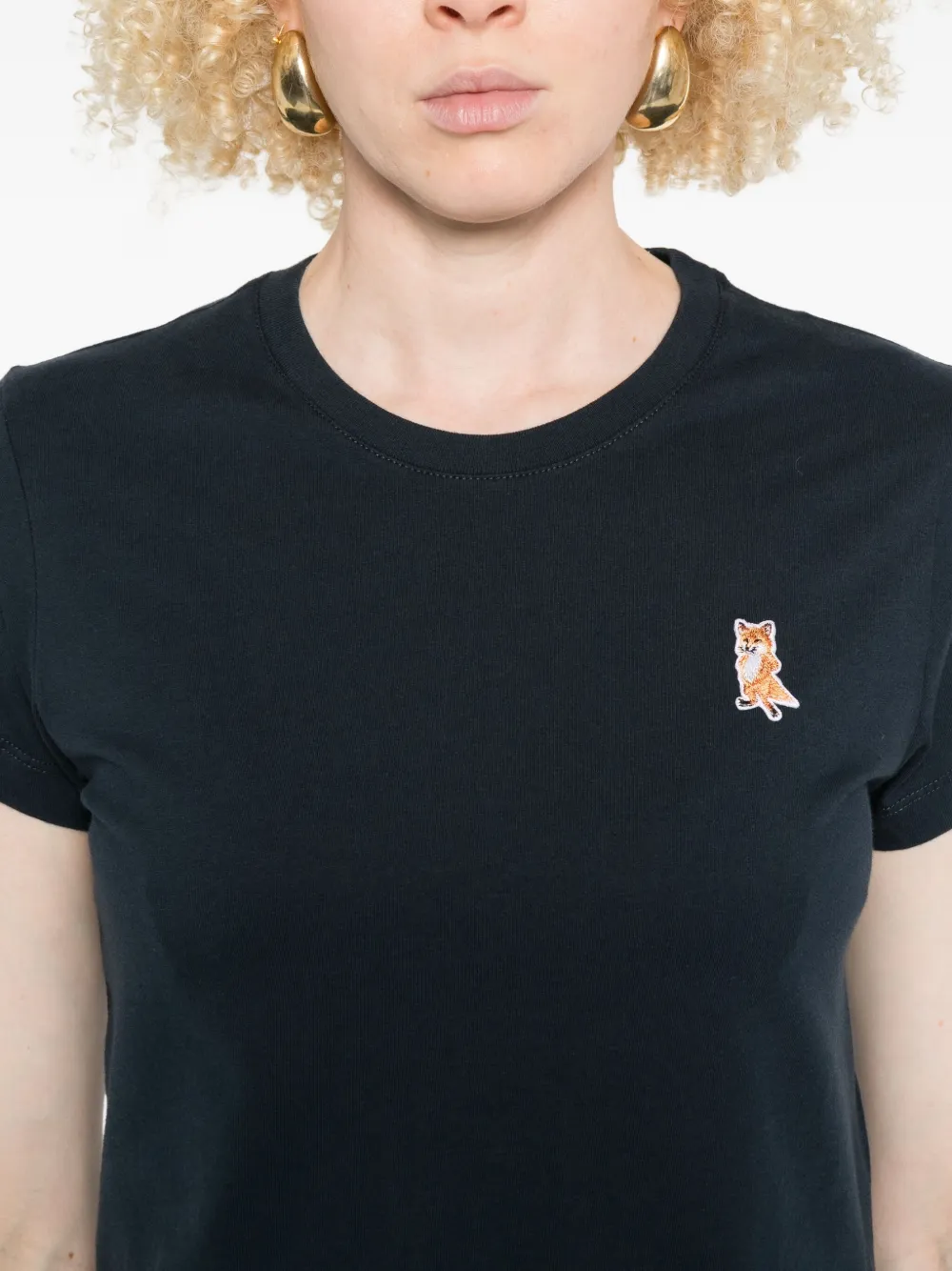 Maison Kitsuné Lady Fox Baby cropped top met borduurwerk Blauw