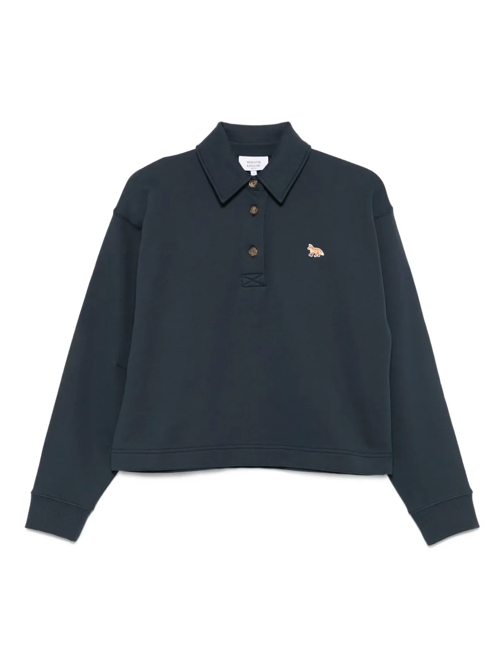 Maison Kitsuné Polotop met geborduurde vos Blauw