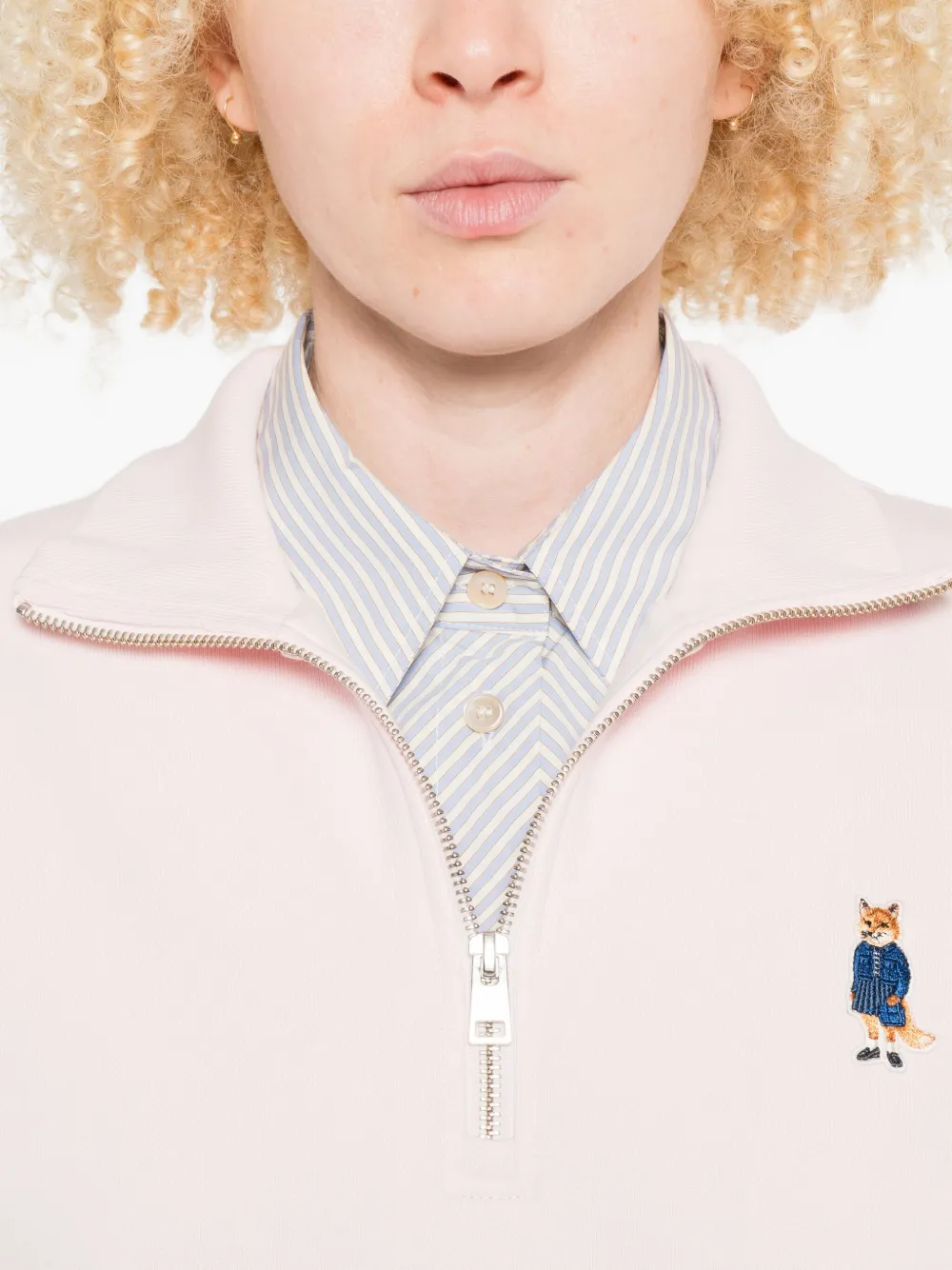 Maison Kitsuné Sweater met geborduurd logo Roze