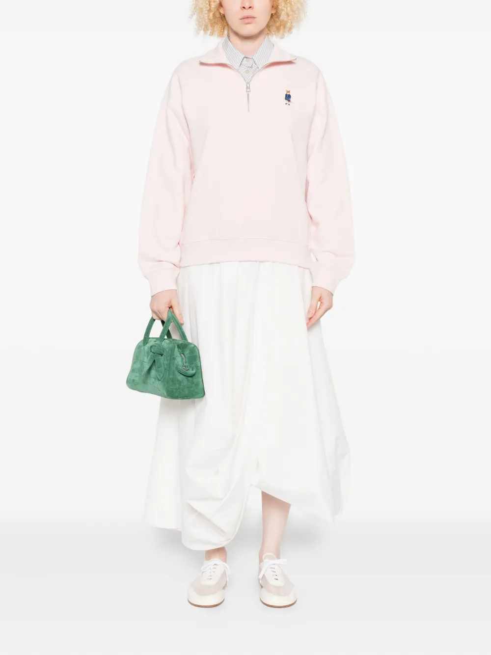 Maison Kitsuné Sweater met geborduurd logo Roze