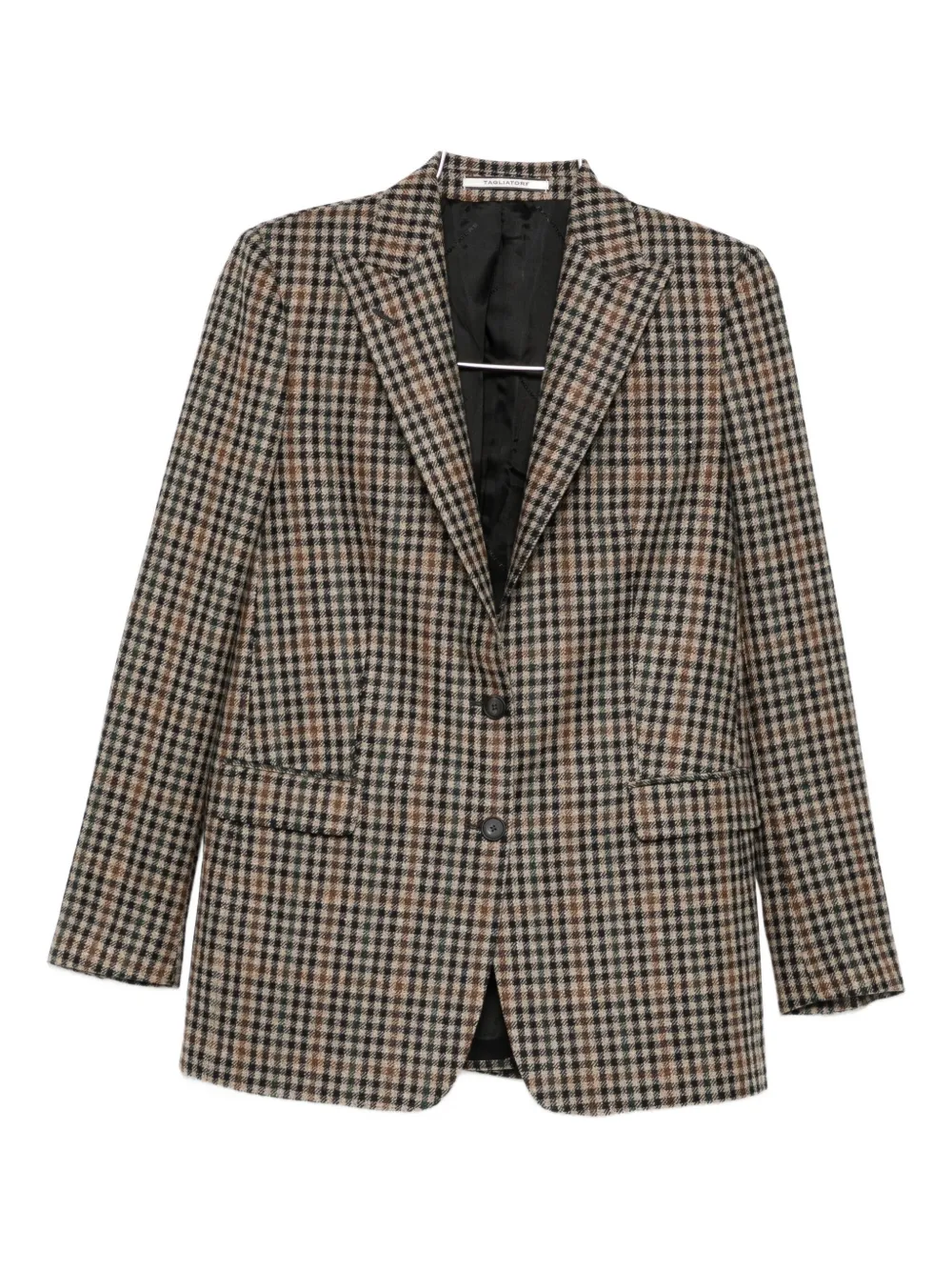 Tagliatore Checked Pattern Wool Jacket Front Pockets In Brown