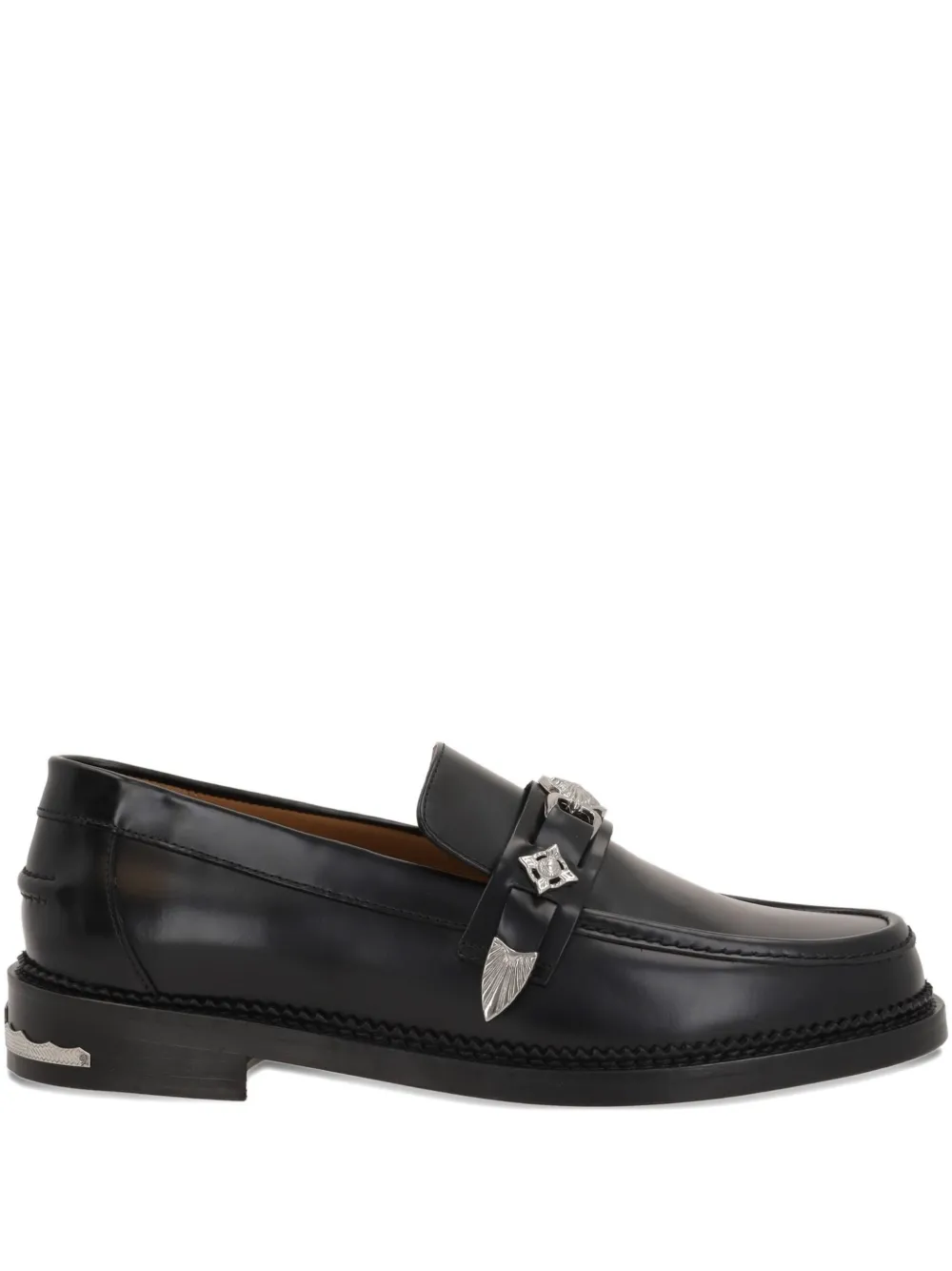 Toga Virilis metallic-buckle leather loafers Black
