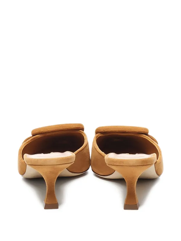 Manolo Blahnik 50mm MAYSALE Suede kitten-heel Mules Brown