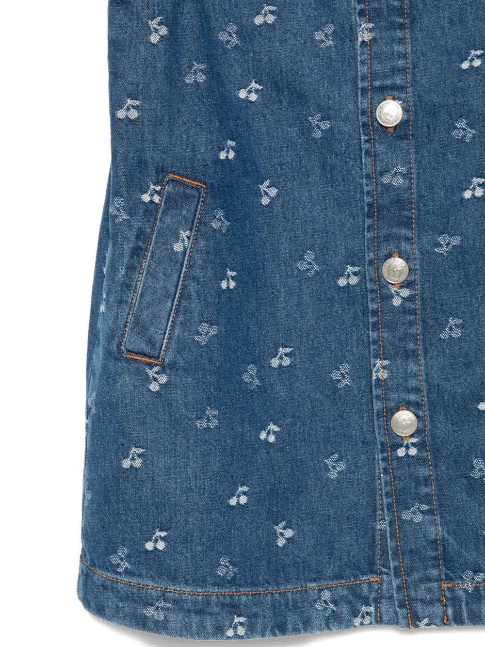 Bonpoint Jurk met kersenprint en knopen Blauw