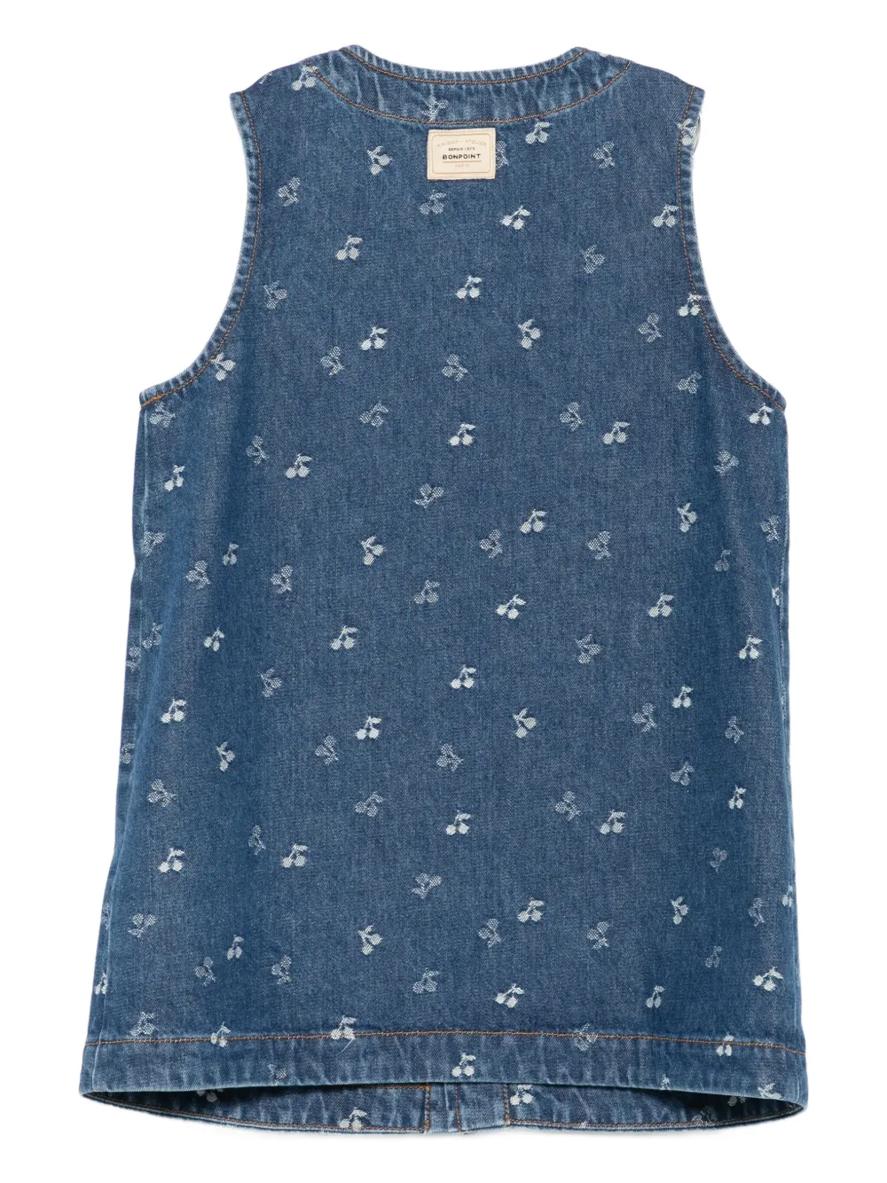 Bonpoint Jurk met kersenprint en knopen Blauw