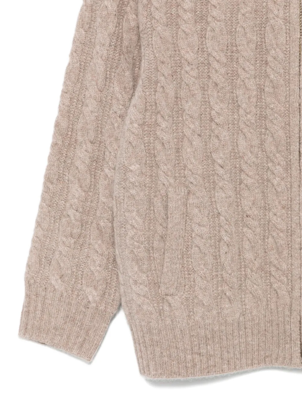 Bonpoint Kabelgebreid vest met rits Bruin