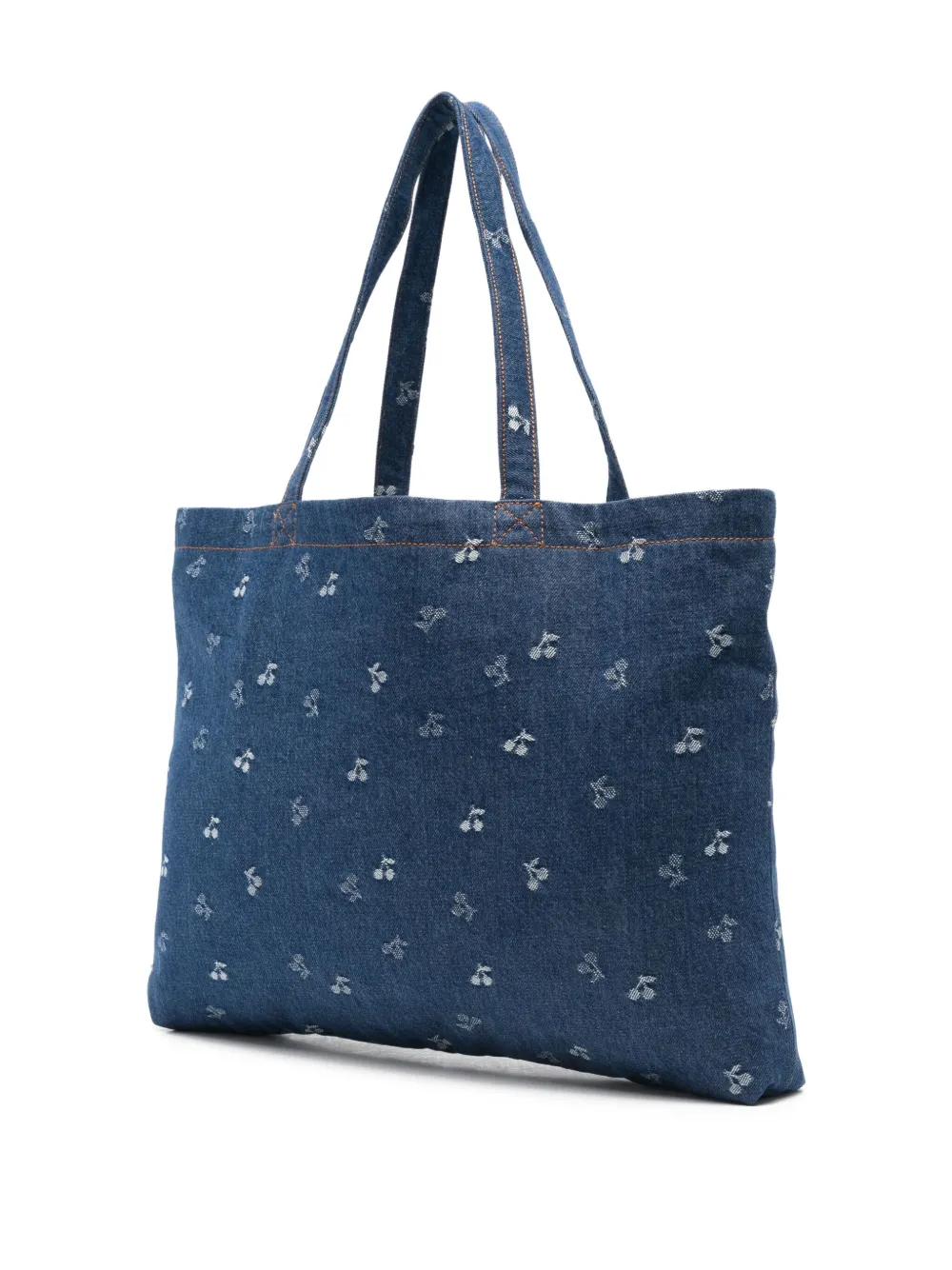 Bonpoint Shopper met geborduurde kers Blauw