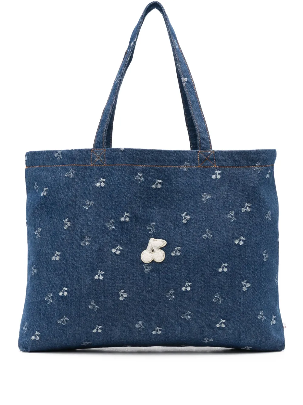 Bonpoint Shopper met geborduurde kers Blauw