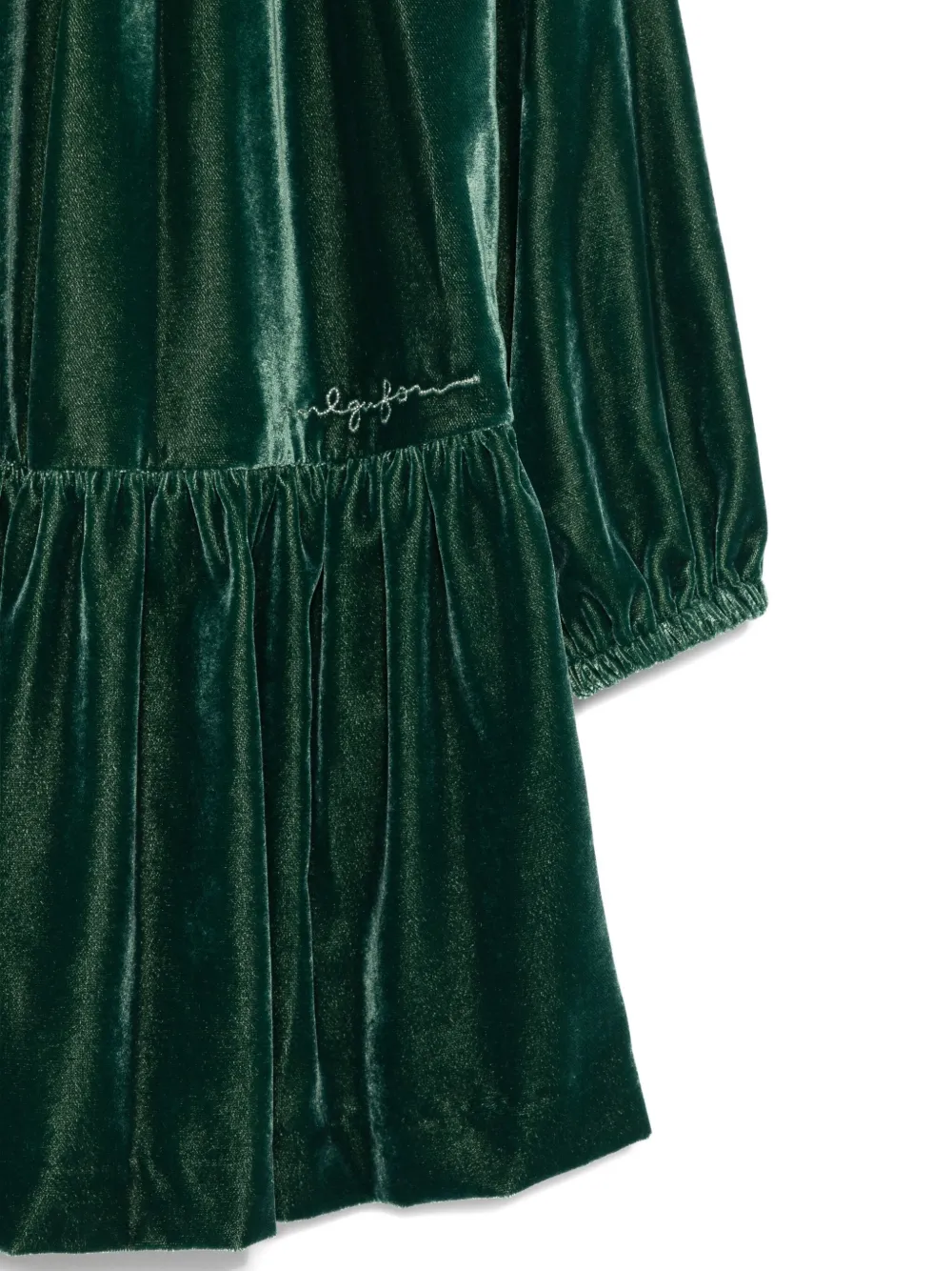 Il Gufo Fluwelen jurk met ruches Groen